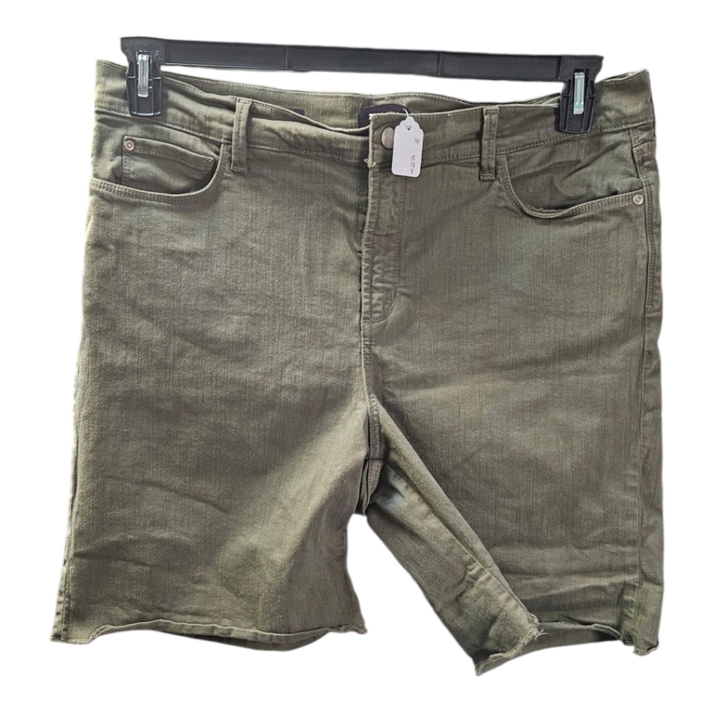 NYDJ Green Bermuda Shorts with Frayed Hem